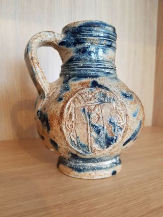 Very rare Frechen stoneware jug 16th century cobalt blue intact Bellarmine jug 3