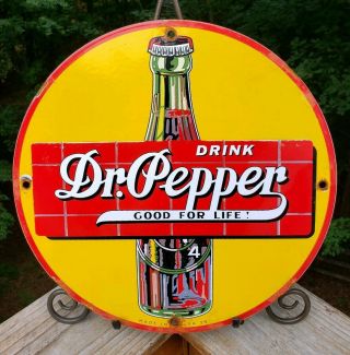 Vintage Dr Pepper Porcelain Gas Soda Beverage Drink Dew Coca Cola Bottles Sign