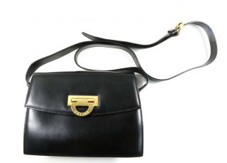 Celine Vintage Black Leather Crossbody Bag Authentic