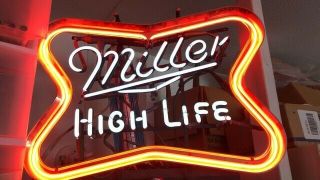 Vintage Neon Miller High Life Sign 70s - 80s Authentic & 01 - 52476