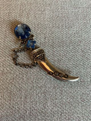 Antique Sword Dagger Brooch Pin Sterling Silver Art Nouveau