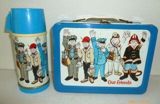 1973 Vintage Our Friends Metal Lunch Box And Thermos