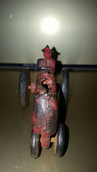 Antique cast Iron Red Toy Tractors With Rider 2