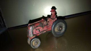 Antique cast Iron Red Toy Tractors With Rider 3