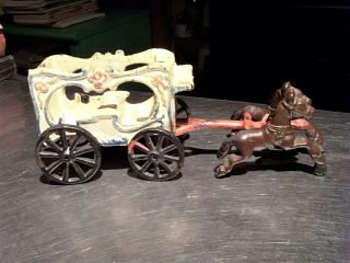 Vintage Cast Iron Circus Wagon & Horses Cast Iron Toy Horses & Wagon