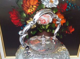 Fabulous Victorian Repousse Silver Plated Spirit Kettle MARTIN HALL & Co C1855 7