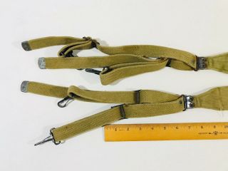 US WW2 M1936 FIELD SUSPENDERS DATED 1942 KHAKI CANVAS Marked 2