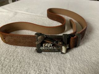 Vintage Davy Crockett Kids Steerhide Belt With Metal Buckle