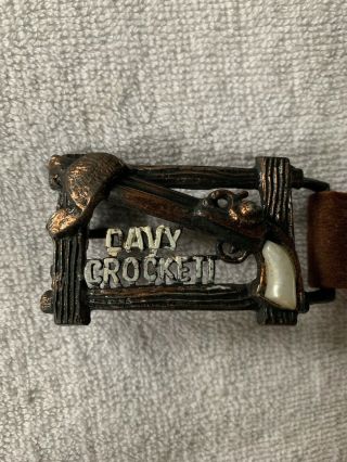 Vintage Davy Crockett Kids Steerhide Belt With Metal Buckle 2