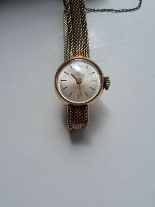 Vintage 14k Yellow Gold Bucherer Womens Hand Winding Watch
