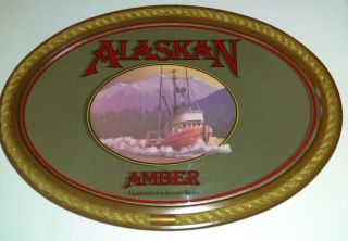 ALASKAN AMBER - Vintage Beer Bar Pub Liquor Store MIRROR Advertising Very Rare 10