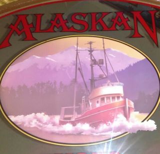 ALASKAN AMBER - Vintage Beer Bar Pub Liquor Store MIRROR Advertising Very Rare 9