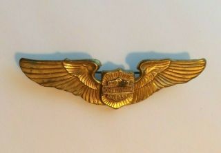 Rare Vintage 30s 40s Gold Harley Davidson Wings Pin Bar & Shield Motorcycle