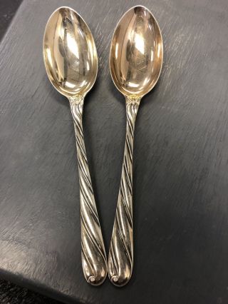 Buccellati Sterling Silver Spoons - Set Of 2 - Italy -.  925 Torchon Pattern