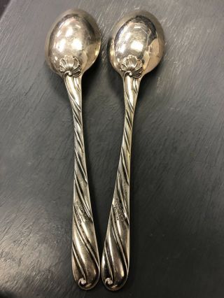Buccellati Sterling Silver Spoons - Set Of 2 - Italy -.  925 Torchon Pattern 2