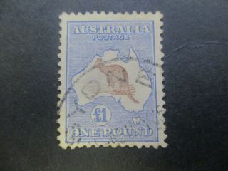 Kangaroo Stamps: £1 Blue And Brown 1st Watermark Fine Rare (-)