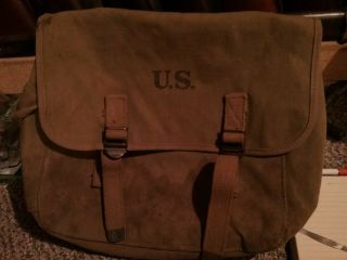 Early Ww2 Us Army M1936 Rubberized Musette Bag Field Pack Airborne 1942