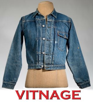 1940’s Vintage Levis First Pattern Big E Jacket 506xx Pin Stitch Rare Denim 40