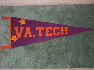 Vintage Virginia Tech Trump Brand Wool Pennant With Football Letterman Stars