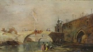 Fien 19th Century Venice Landscape Antique Painting Francesco Guardi (1712 - 1793)