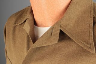 Vtg Men ' s WWII 1940s US Army Wool Uniform Dress Shirt Sz S 14.  5x32 40s WW2 5217 5