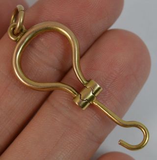 Victorian 15ct Rose Gold Miniature Folding Button Hook Pendant T0353