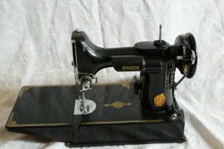 1950 Vintage Singer 221 - 1 Featherweight Sewing Machine W/accessories