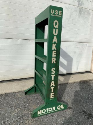 Vintage Quaker State Oil Can Rack Motor Gas Oil Garage Service Station
