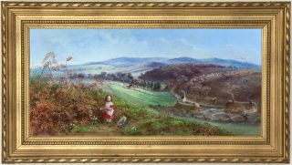Isle Of Wight Landscape Antique Oil Painting By Ellen Cantelo (c.  1825–1898)