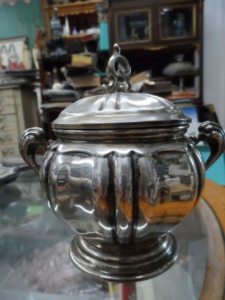 Antique Large 800 Silver Dregs Sugar Bowl (tea Caddy) With Lid 6 " Tall