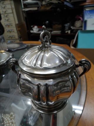 ANTIQUE LARGE 800 SILVER DREGS SUGAR BOWL (TEA CADDY) WITH LID 6 
