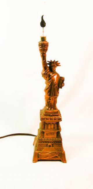Vintage 1930 York Copper Statue Of Liberty Lamp
