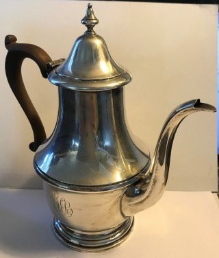 Vintage 1/1/2pt Lenox Sterling Silver 8 1/4 " Tall Tea Pot 400 G.  Wood Handle 940