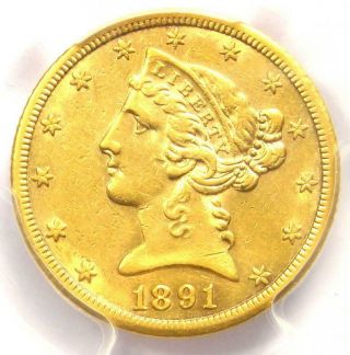 1891 - Cc Liberty Gold Half Eagle $5 Coin - Pcgs Au Details - Rare Carson City