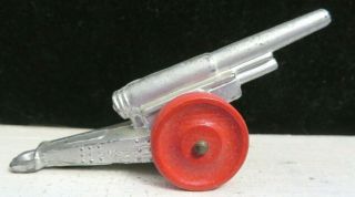 Vintage Manoil Lead Toy Cannon Solid Red Wood Wheels M - 069 Shape