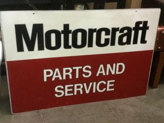 Vintage 2 Sided Ford Fomoco Motorcraft Parts And Service Metal Sign 36 " X 24 "