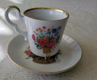 Bareuther Porcelain Footed Demitasse Tea Cup & Saucer Set