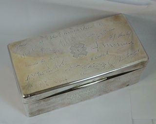 Antique Solid Silver Cigarette Box With Highland Light Infantry Ww2 Interest
