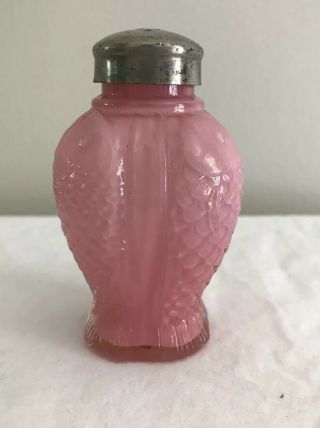 Antique Eapg Consolidated Glass Pink Cased Glass Fish Figural Shaker - 1800 