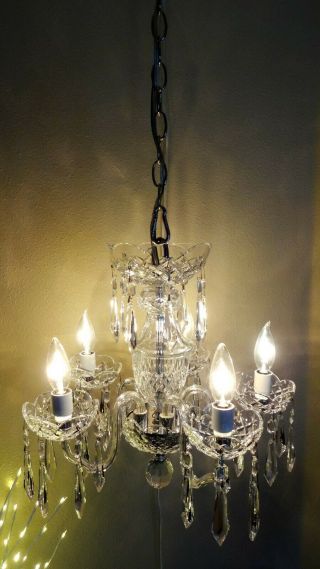 Rare Vintage Waterford Crystal Dunmore 5 Arm Chandelier Made In Ireland