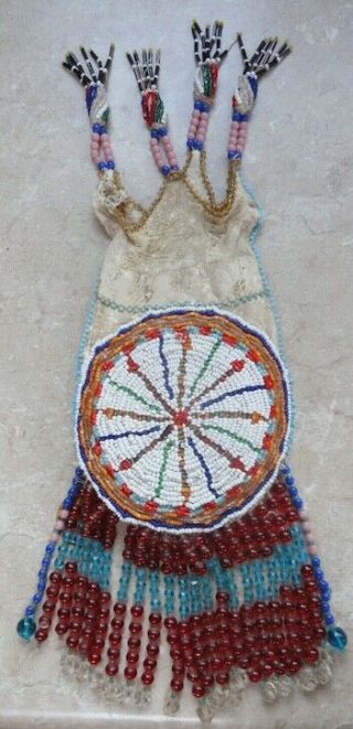 Turn Of The Century Antique Chiricahua Apache Beaded Medicine Bag/pouch