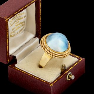 Antique Vintage Art Deco Retro 14k Yellow Gold Mabe Pearl Huge Band Ring Sz 7.  5