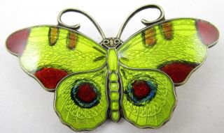 Hroar Prydz David Andersen Style Guillochet Sterling Enamel Butterfly Pin