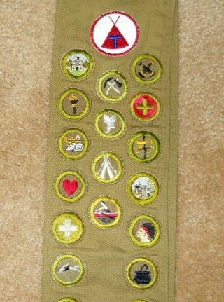 Vintage Boy Scout Sash with 25 Merit Badges 2