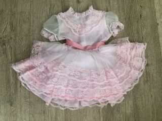 Vintage Girls Ruffle Party Dress Lace Deadstock Nwot Sheer Full Pink Skirt Sz 4