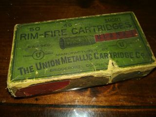 Antique 1800s 2 Piece Remington U.  M.  C Cartridge Ammo Box Empty Rare.  46 Rimfire