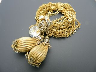 Miriam Haskell Clear Rhinestone Gold Tone Ornate Set Pin Brooch Bracelet Earring 3
