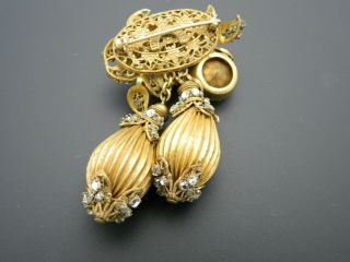 Miriam Haskell Clear Rhinestone Gold Tone Ornate Set Pin Brooch Bracelet Earring 8