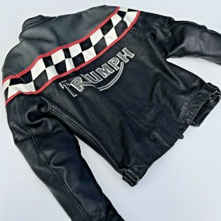 Triumph Vintage Mesh Leather Cafe Racer Biker Jacket Motorcycle Size M 42