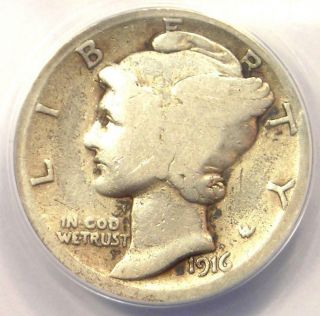 1916 - D Mercury Dime 10c Coin - Certified Anacs G6 Details - Rare Key Date Coin